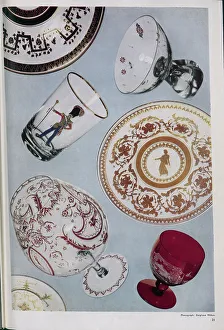 Tableware Prints: An array of decorative glassware. Date: 1954