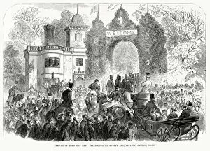 1866 Gallery: The arrival of Lord and Lady Braybrooke at Audley End House. Date: 1866