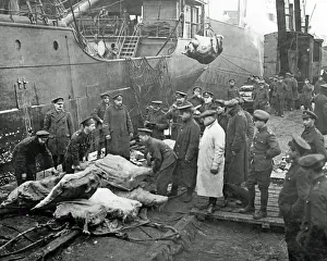 Arrival of a meat-ship for the Western Front