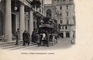 Horse Drawn Gallery: Arrival by private coach at the Hotel Schweizerhof, Luzern