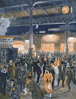 Arrival of the Theatre Train at Victoria Station, 1914