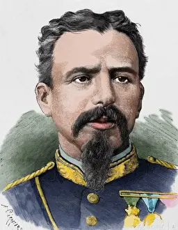Americana Prints: Arsenio Martinez Campos (1831-1900). Engraving. Colored