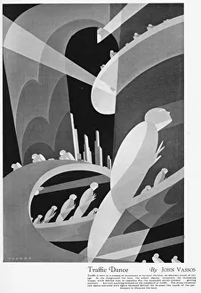 Movement Prints: Art Deco drawing by John Vassos called Traffic Dance, 1930