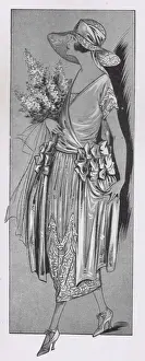 Couture Prints: Art deco fashion sketch of bridesmaid dress, London, 1921