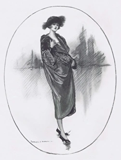 Art deco fashion sketch of a Jay model, London, 1921 Art deco fashion sketch of a Jay model, London, 1921