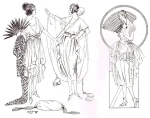 Images Dated 8th February 2012: Three art deco fashion sketches, London, 1921