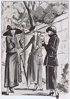 Art deco fashion sketches shadowing early autumn 1922 modes