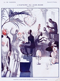 Images Dated 6th February 2015: Art deco illustration of a Black Jazz Band in Paris