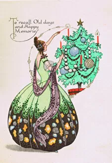 Lighting Collection: Art deco illustration for Christmas Card, 1920s