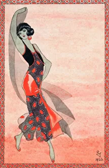 Images Dated 11th May 2011: Art deco illustration for oriental dancer, 1920s