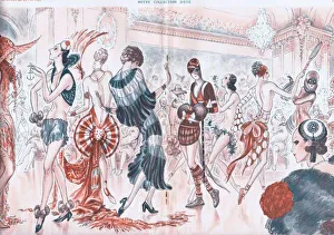 Art deco illustration of summer Parisian fashions, 1929