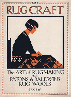 Art deco illustration of a woman making a rug with wools Date: 1920s