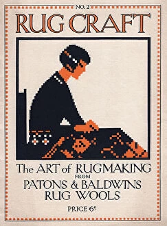 New Images July 2023 Collection: Art deco illustration of a woman making a rug with wools Date: 1920s