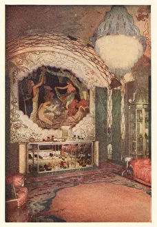 Parfum Prints: Art Deco interior of the Richard Hudnut shop, rue de la Paix, Pa