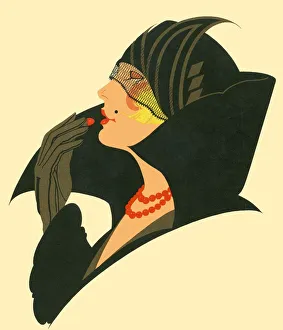 Hats Gallery: Art Deco lady with lipstick