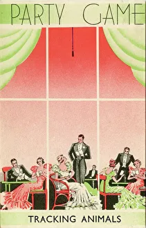 Tracking Prints: Art Deco Party Game Card, Tracking Animals