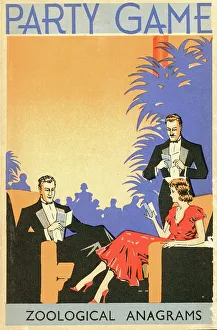 Art Deco Party Game Card, Zoological Anagrams