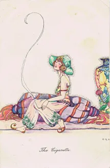 Art deco sketch by C. E. Shand for the Cigarette, 1920s