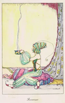 Art deco sketch by C. E. Shand for Incense, 1920s