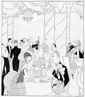 Art deco sketch by Fish entitled Diner de Fiancailles, 1