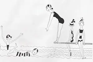 Art deco sketch by Fish of Pleasures at the Seaside, 1922