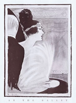 Art deco sketch by G. Peres entitled At the Ballet