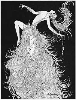 Night Life Collection: Art deco sketch by Gesmar of showgirl, 1926