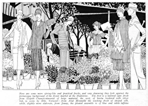 Images Dated 12th October 2015: Art deco sketch by Hemjie of fashions in the flower market