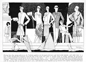 Images Dated 12th October 2015: Art deco sketch by Hemjie of fashions at the Tuileries Garde