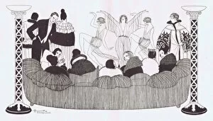 Art deco sketch of Isadora Duncan and her pupils, Paris, 192