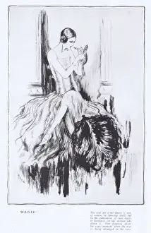 Guiseppe Prints: An art deco sketch by Peres entitled Magic showing an elegan