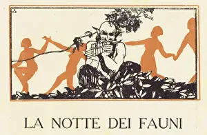 Fauns Prints: An art deco sketch representing The Night of The Fauns