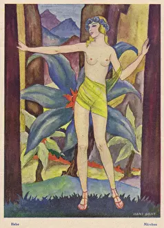 Art deco sketch of a woman in Spring, 1924