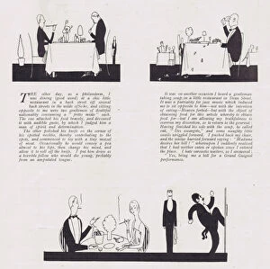 Art deco sketches of the dining experience, London, 1921