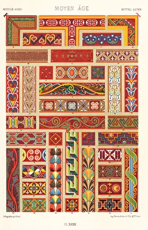 Racinet Prints: Art of the Middle Ages: Manuscript decorations, 8th century