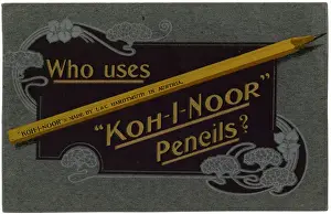 Pencils Prints: Art Nouveau advertising postcard for Koh-I-Noor Pencils
