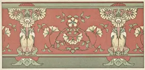 Symmetrical Prints: Art nouveau design with birds and flowers
