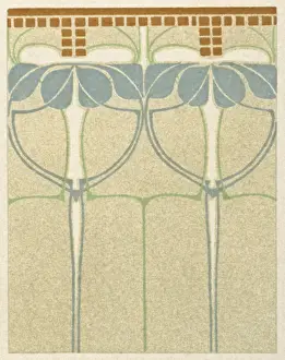 Geometrical Prints: Art nouveau design with blue leaves