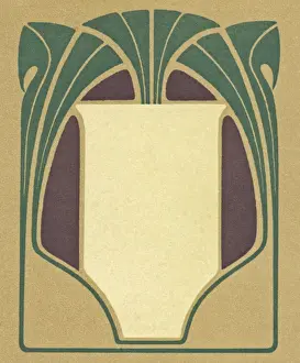 Symmetrical Prints: Art nouveau design with green leaves