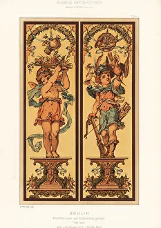 Ernst Wasmuth Prints: Art nouveau door panels, Lent Villa, Berlin, 19th C