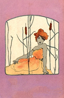 Amid Gallery: Art Nouveau Girl amid the Bullrushes