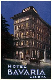 Genova Prints: Art Nouveau Italian advertisement for the Hotel Bavaria