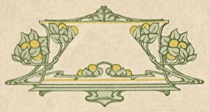 Art nouveau leaf design with yellow fruit
