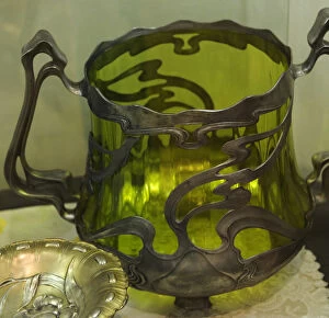 Images Dated 18th March 2012: Art nouveau. Showcase with different objects. Early twentiet