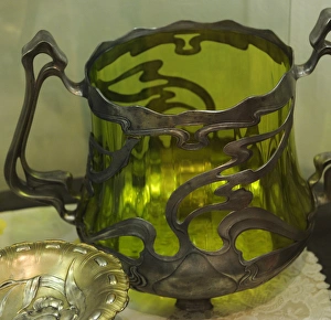 Images Dated 18th March 2012: Art nouveau. Showcase with different objects. Early twentiet