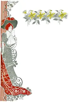 Menu Prints: Art Nouveau style Invitation Card or Menu