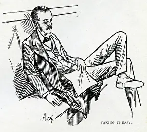 Easy Prints: Arthur Balfour, M.P. - cartoon caricature Taking it Easy