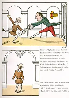 Struwwelpeter Prints: Arthur James Balfour has hands cut off by Joseph Chamberlain