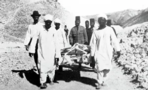 Artifacts being removed from the tomb of Tutankhamen
