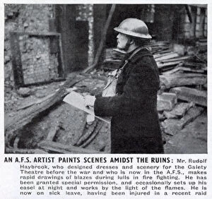 Artist Paints Scenes Amidst the Ruins 1940